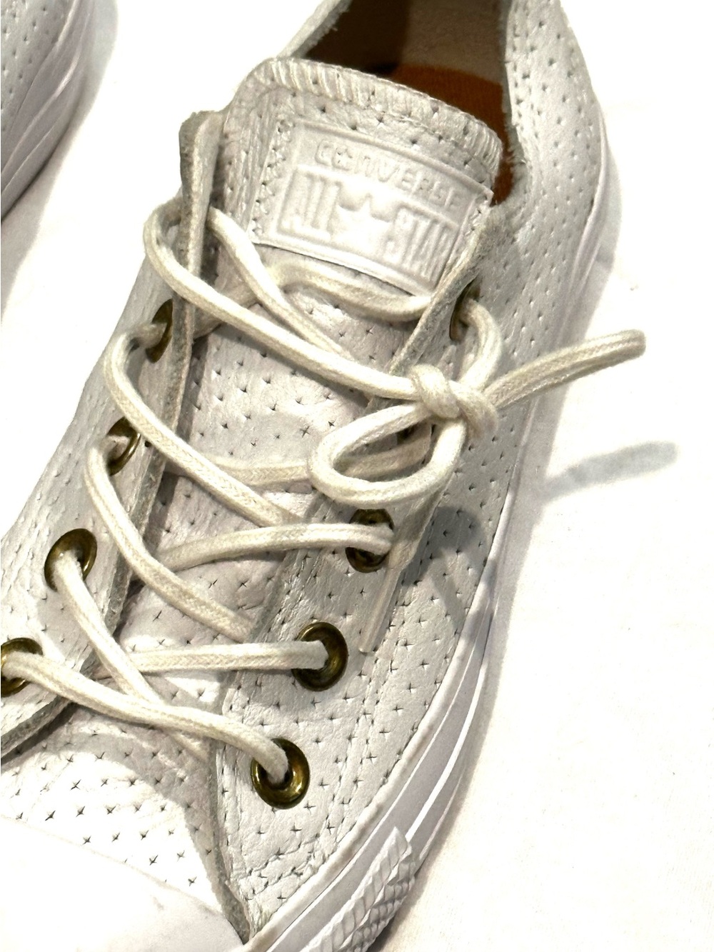 CONVERSE All Star White Low-Top Perforated Leather Sneakers - Picture 2 of 6